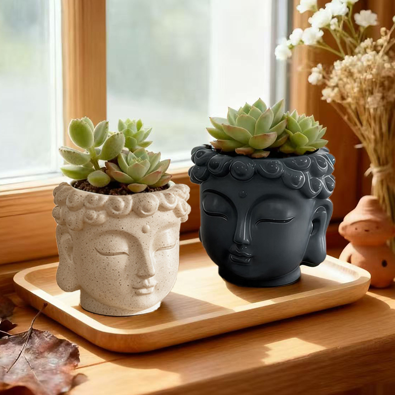 Snake Plant Ceramic - Zen Boeddha Beeldje Harsen Bloempot Tuin