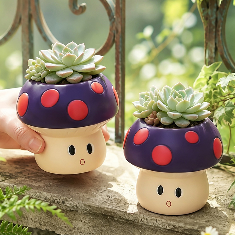 Cactus Mix Pot - Schattige cartoon-paddenstoel hars succulenten pot mini